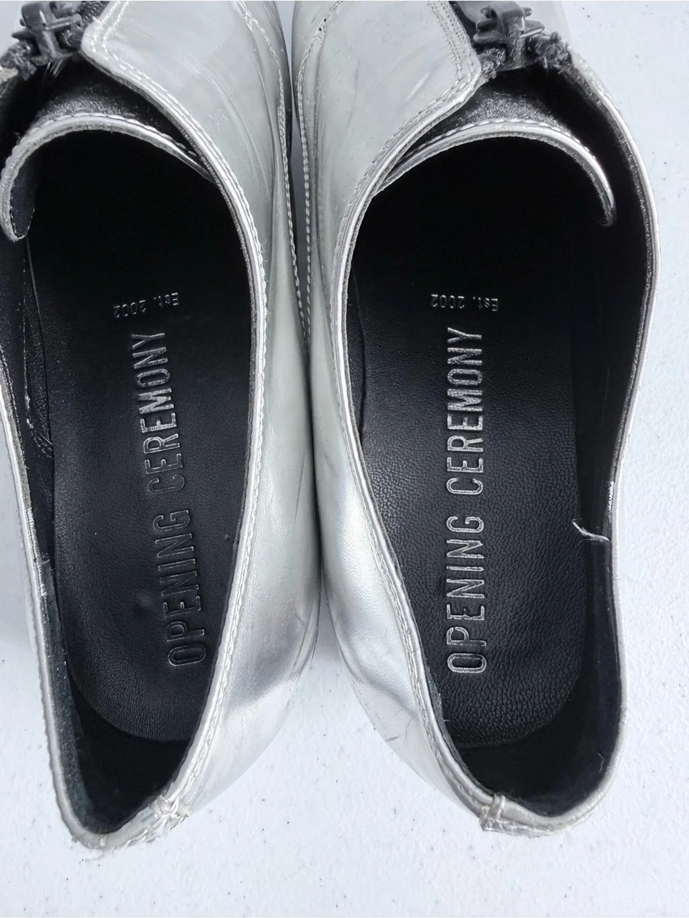 Opening Ceremony Silver Grunge Zip Platform Oxford Spectator Shoes EU 39 US 9
